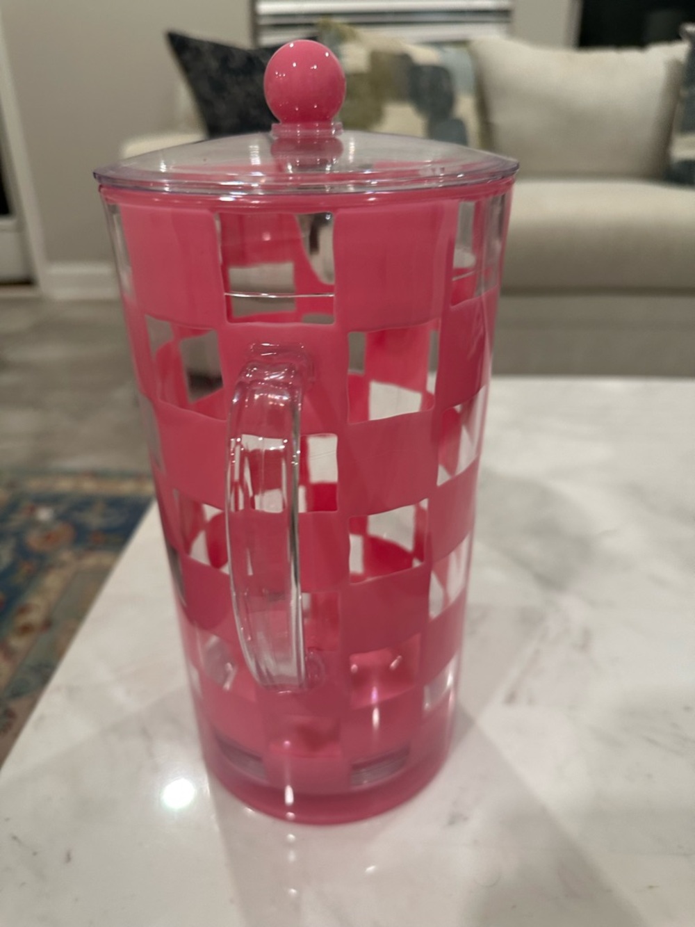 MacKenzie-Childs Pink Check Acrylic Pitcher NWT - Picture 5 of 7